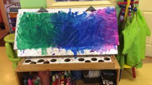 Green, blue, and purple painting