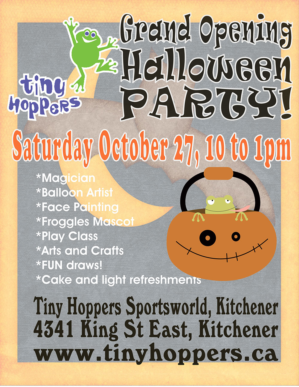Grand Opening Halloween Party!! Tiny Hoppers Kitchener Sportsworld