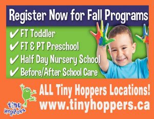 Registration poster that explores Fall programs that are inclusive to toddlers, Preschool, half day nursery school, and before & after school care.