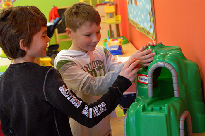 Two boys play together