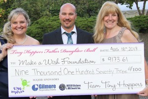 Brigida and Teresa hold a cheque to the Make A Wish foundation